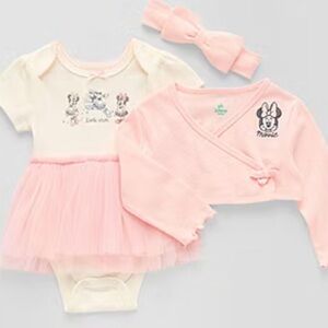 Disney Cream and Pink Baby Dress Set